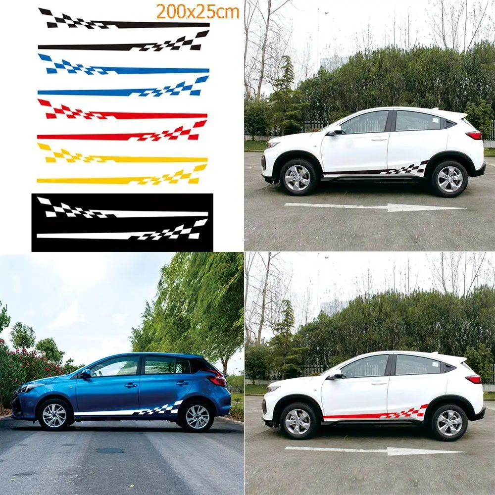 

2Pcs New Vinyl Body PVC Racing Stripe Car Sport Stickers Both Sides Auto Decal
