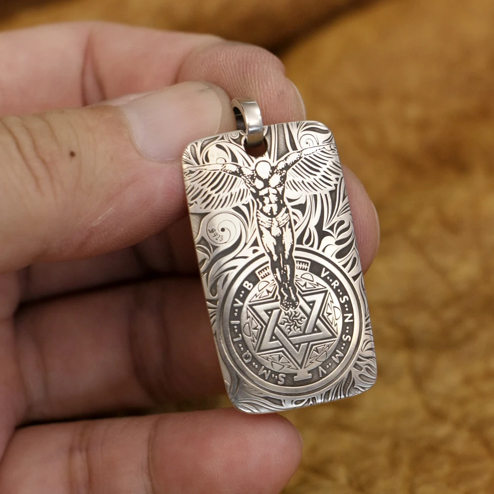 2-сторонняя гравировка стерлинговое серебро 925 пробы кулон с ангелом-хранителем