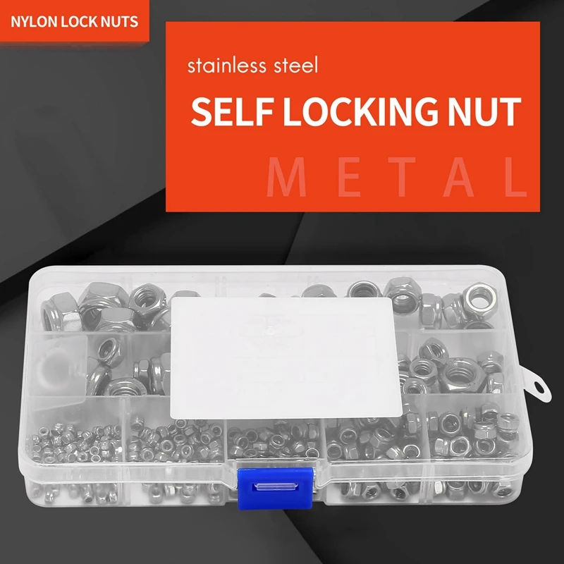 Нейлоновая стопорная гайка из нержавеющей стали M2 M2.5 M3 M4 M5 M6 M8 M10 M12 Ассортимент