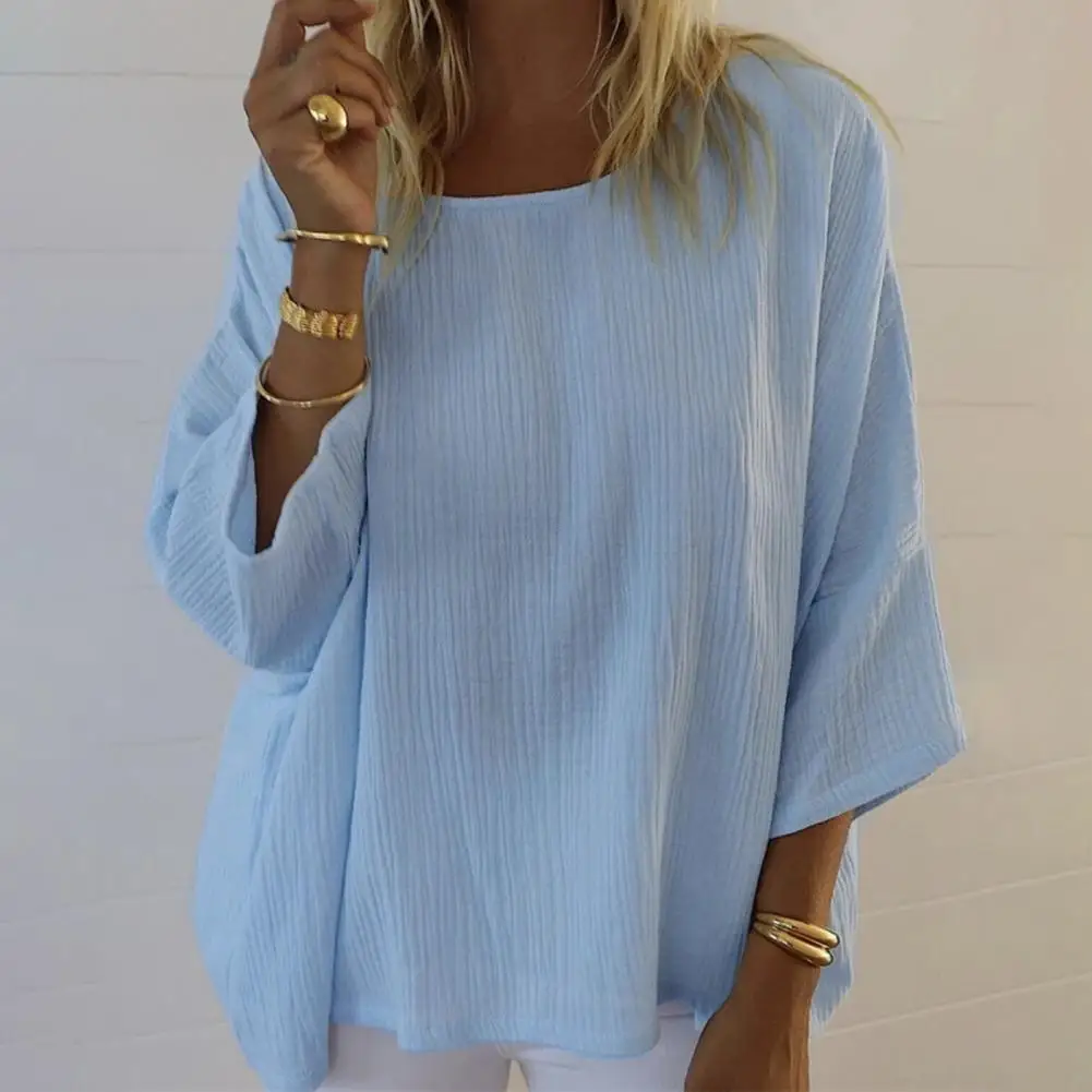 

Loose Tops Three Quarter Sleeves Pullover Top Ladies Casual All-match Blouse