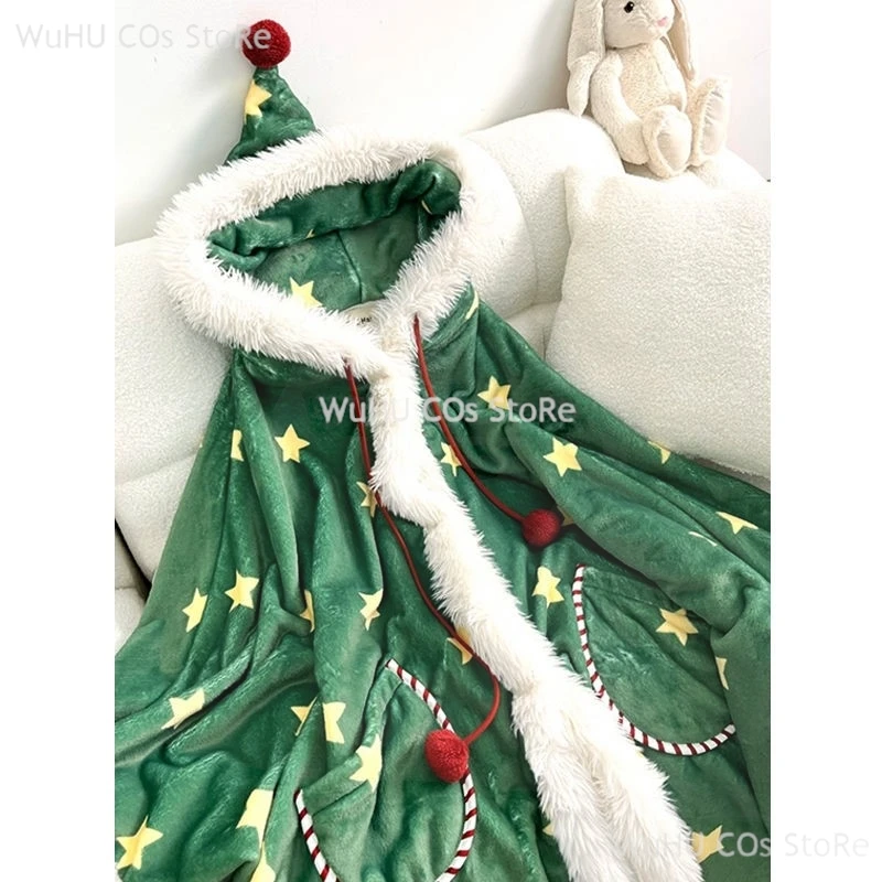 Новинка 2024 осенне-зимняя пижама зимняя накидка для девочек рождественская
