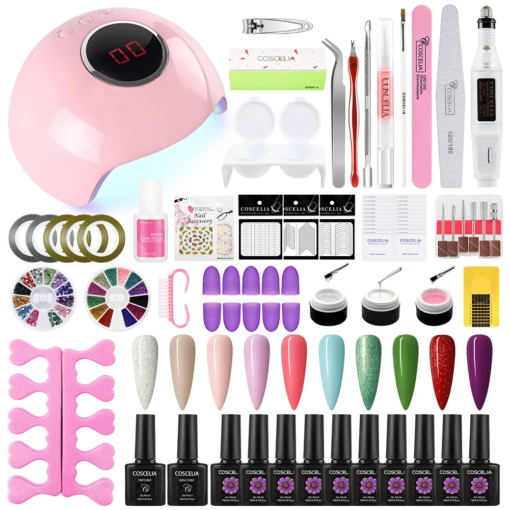 

Nail Gel Polish Kit With Nail UV LED Drying Lamp Semi-Permanent Varnish Nail Art Design Tool Manicure Kit Nail Set Stickers