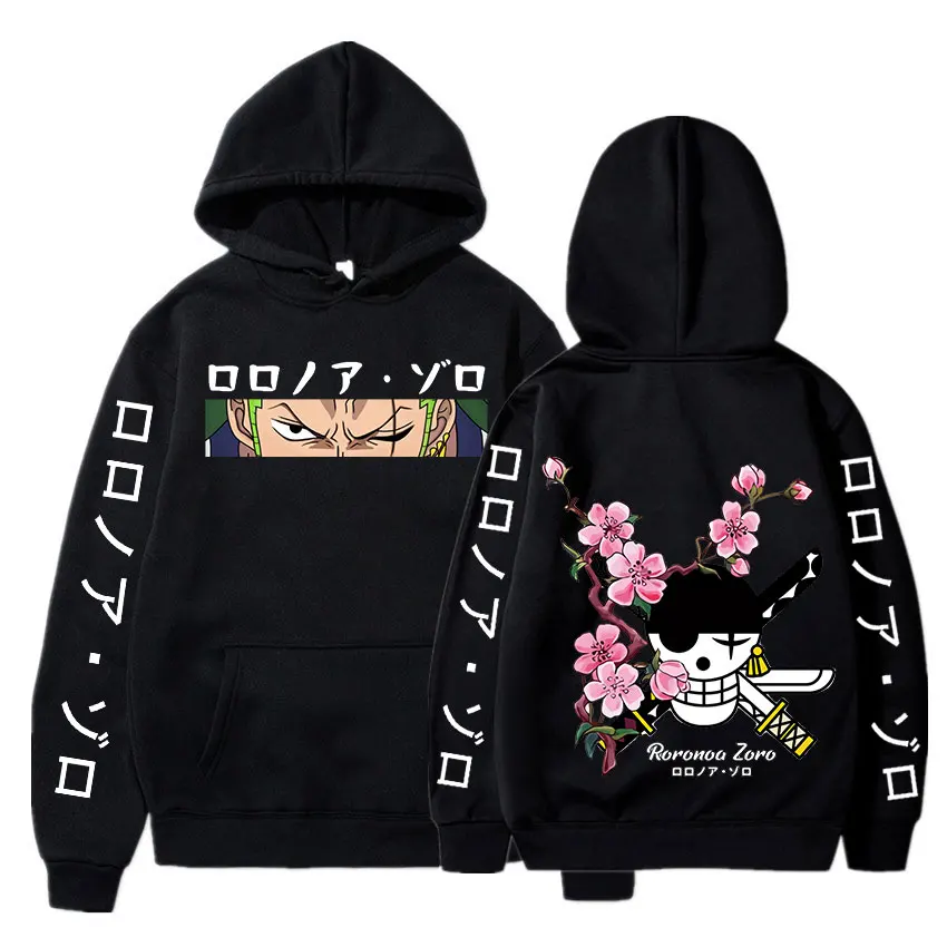 

Janpan Anime One Piece Roronoa Zoro Eyes Graphic Print Hoodie Long Sleeve Hooded Sweatshirt Hip Hop Harajuku Oversized Pullover