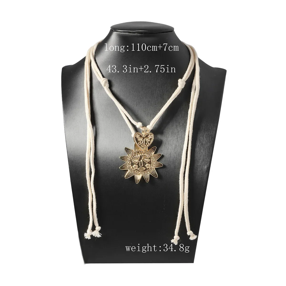 ZA трехмерное металлическое ожерелье в форме солнца и сердца для женщин винтажные