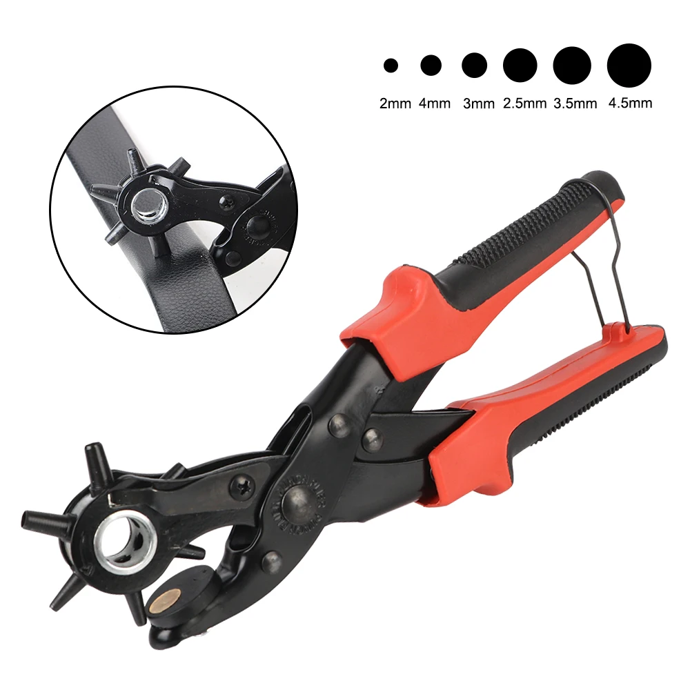 

For Strap Belt Saddle Watchband Leathercraft Leather Eyelet Puncher Revolving Hand Tools DIY Punch Hole Tool Set Punch Plier