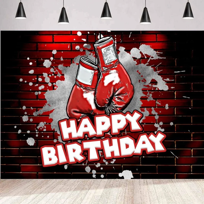 Фон для фотосъемки с надписью Боксерская тематика мальчиков красный фон