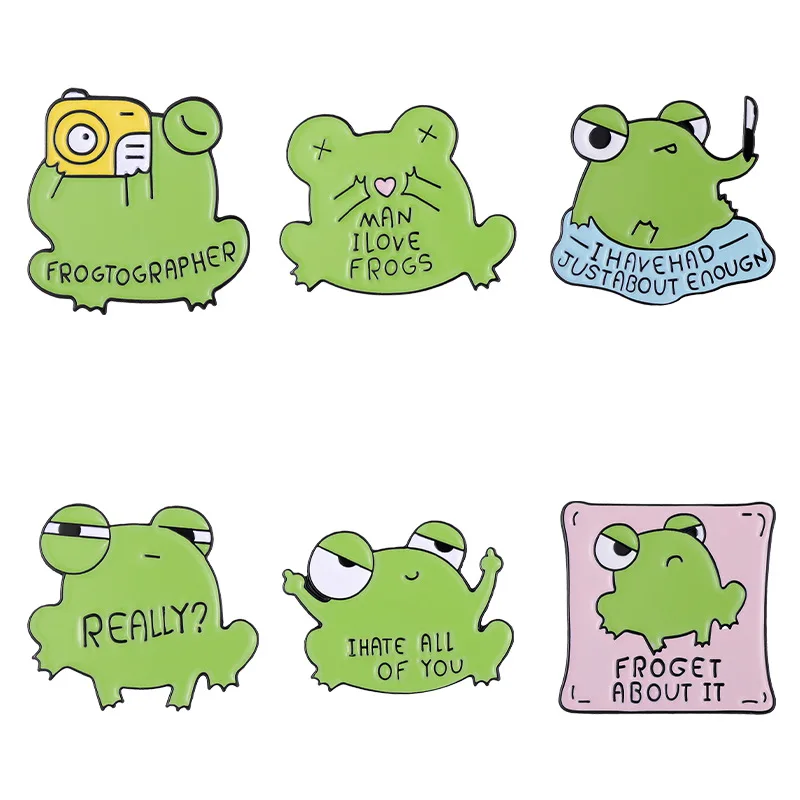 

Frog Get about It I Hate All of You I Have Had Just about Enougn Man I Love Frogs To Grapher Brooch Enamel Lapel Pins Wholesale
