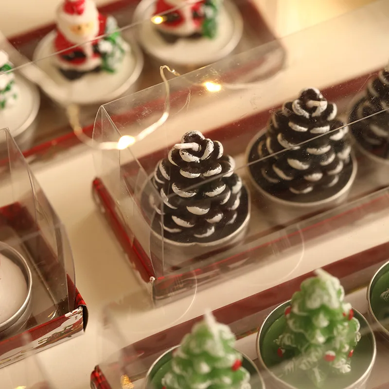 3 шт. рождественские свечи в виде Санта-Клауса снега жестяные банки украшения для