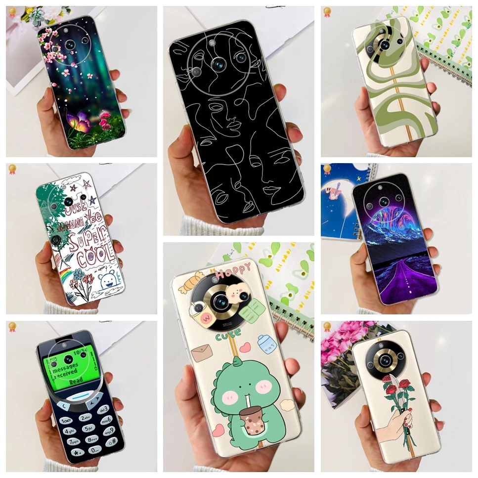 Для Realme 11 Pro Plus 5G чехол прозрачная Милая мультяшная кошка Мягкая силиконовая задняя крышка из ТПУ для Oppo Realme 11 Pro Plus чехол для телефона