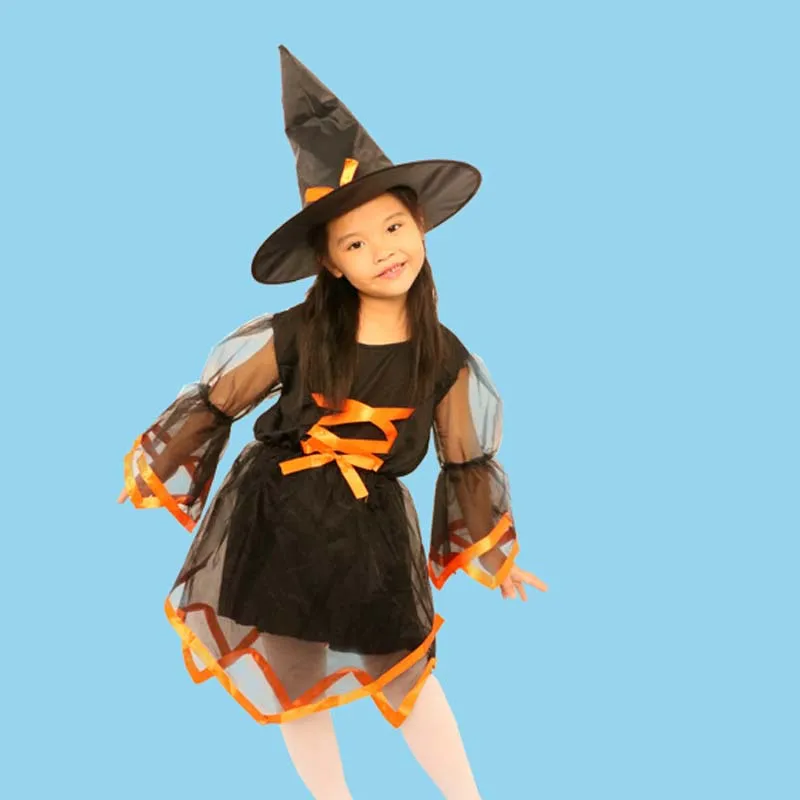Kids Girls Witch Cosplay Costume For Children Stage Performance Costumes Party Fancy Dress Purim Halloween Masquerade | Тематическая