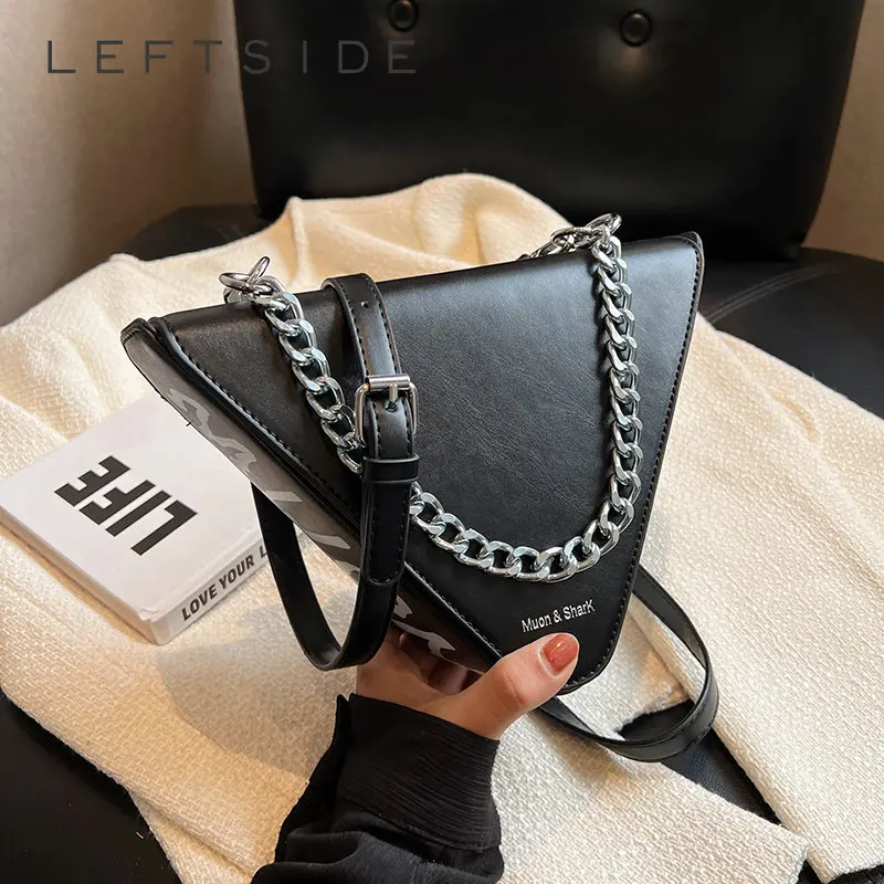 

Треугольные маленькие кожаные сумки через плечо с надписью 2023, дизайнерская сумка для подмышек, женская сумка на цепочке, сумка на плечо для подмышек