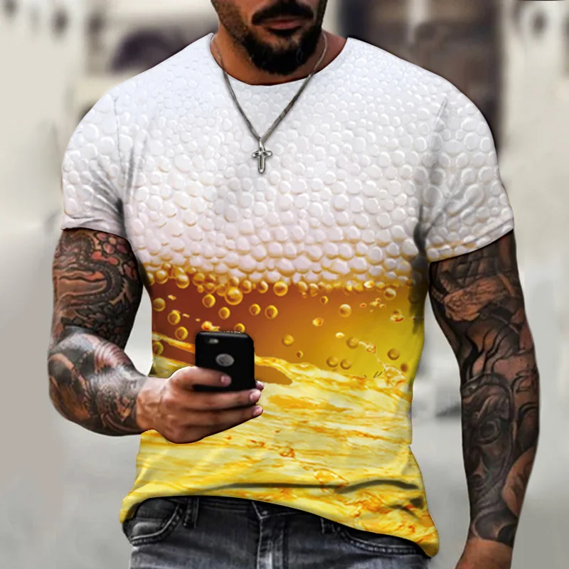 

2022 New Summer Oktoberfest Men's Top Brewery Print Funny Trend Streetwear Short Sleeves Free Shipping Oversized T Shirt for Men