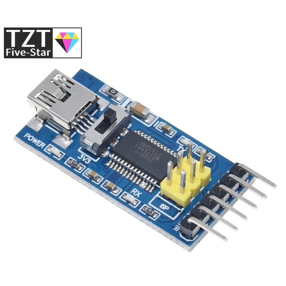 Фото Базовый модуль-адаптер FTDI FT232RL USB-TTL для Arduino, преобразователь последовательного интерфейса, 3.3В/5В, с переключателем FT232 №1