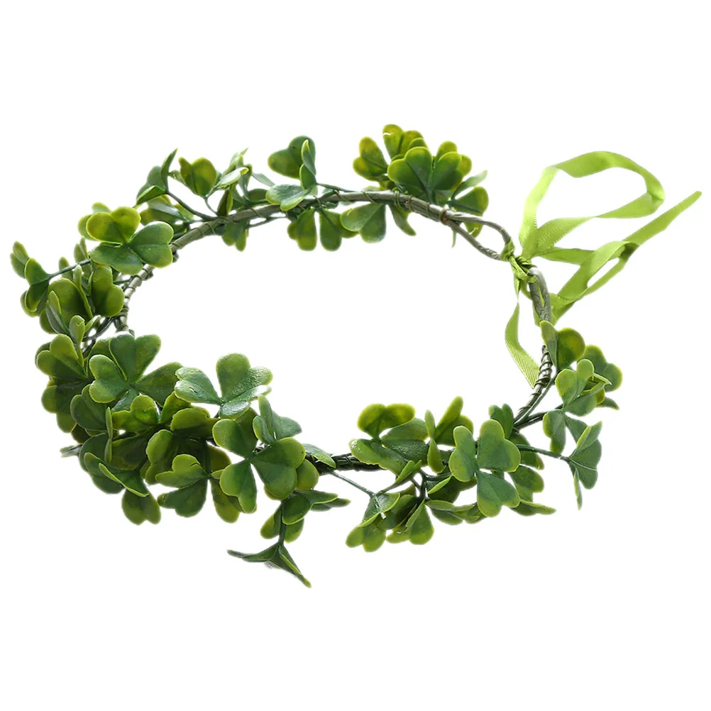 

5 Pieces Flower Girl Headband Wreath Women Headgear 20X20CM Shamrock Crown Girls Saint Patricks Day Plastic Child