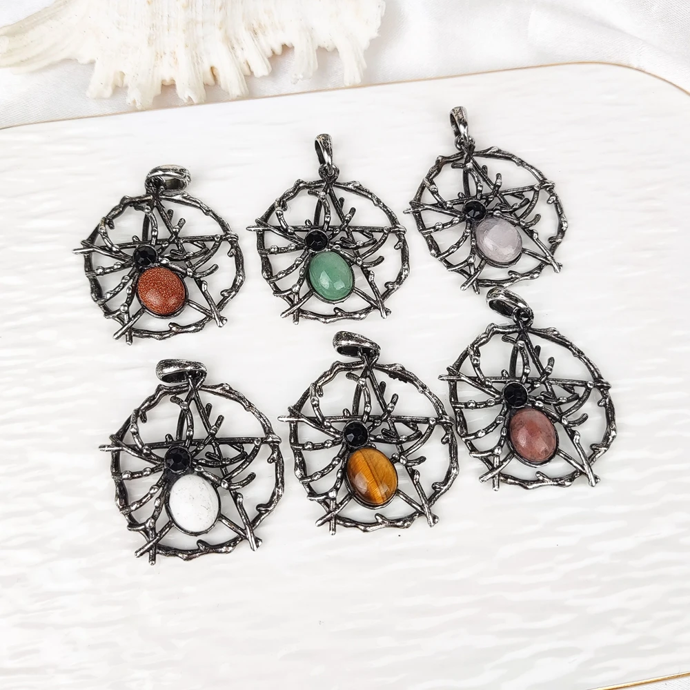 Готический паук из натурального камня подвеска-подвеска для мужчин и женщин