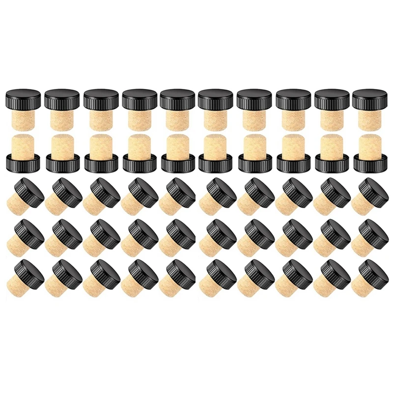 

100X Cork Plugs Cork Stoppers Tasting Corks T-Shape Wine Corks With Plastic Top Wooden Wine Bottle Stopper Bottle Plugs