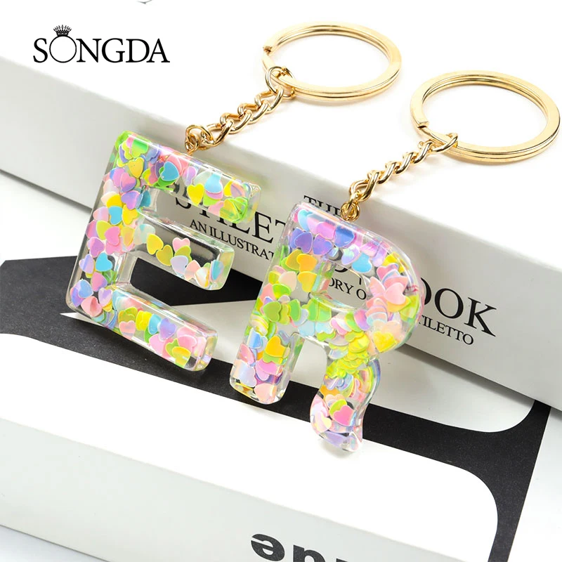 

Fashion Acrylic Resin A-Z Initial Letter Keychains English Alphabet Crystal Women Handbag Keyring Holder Pendent Gifts Accessory