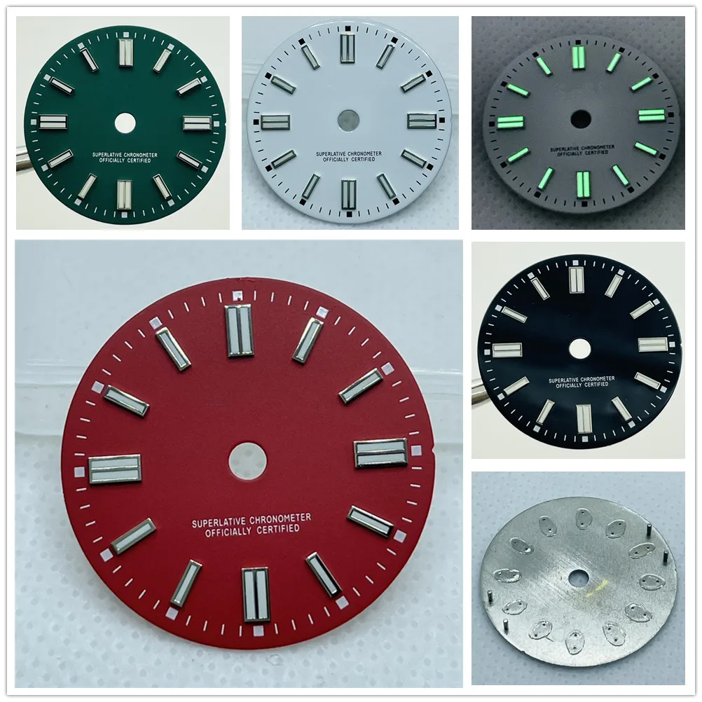 

28.5mm Dial Retrofitting NH34 Dial with Green Glow Fit GMT Mechanical Movement with Four Needle Font Accessory Nh34 Dial Red