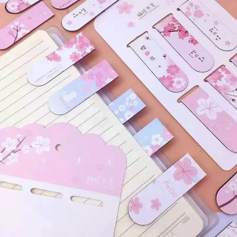 

Cherry Blossom Bookmark Cute Girl Heart Creative Double Sided Magnet Bookmark metal bookmark stationery korean stationery