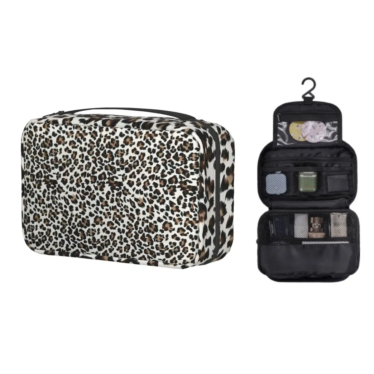 

Подвесная дорожная сумка для туалетных принадлежностей с леопардовым принтом, складной органайзер для косметики с гепардом для женщин, кос...