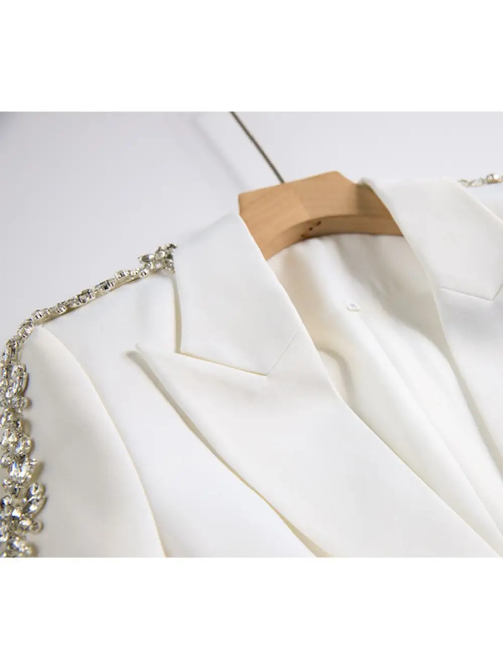 Luxury Office Ladies Pant Suits Rhinestone Shoulder Long Sleeve Line Single Button Blazer Solid Fashion Flared Trousers 2-Piece