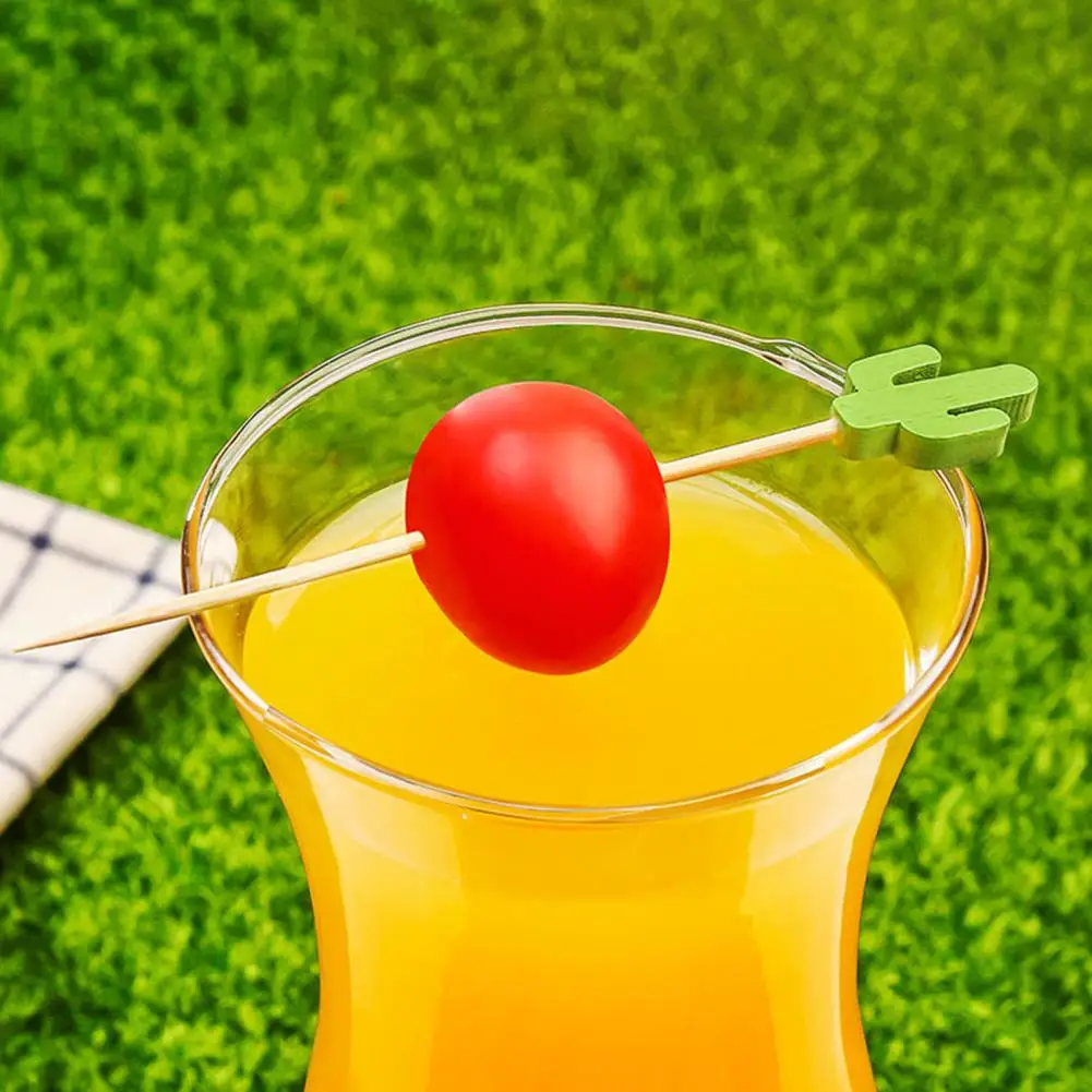 Одноразовые бамбуковые палочки для еды 100 шт. лист кактуса арбуза ананаса форма