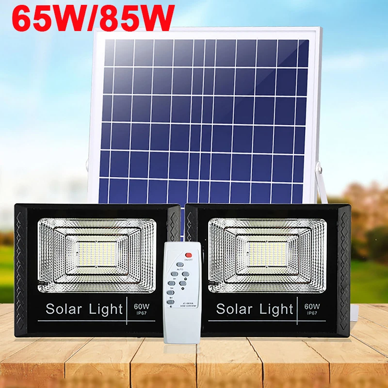 

85W Outdoor Solar Light Super Bright Rainproof Flood Light Time Switch Brightness Adjustment Garden Wall Light Road Lighting