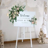 custom wedding welcome sign flowers fake artificial floral props marriage party arch decor hanging garland window display