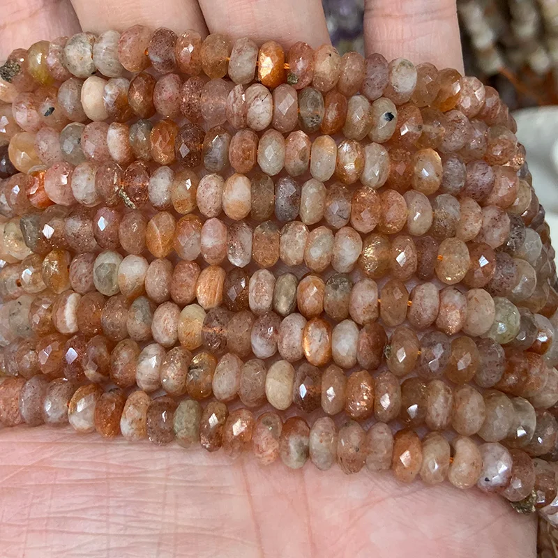 Sunstone натуральные граненые искусственные бриллианты бусины из розового кварца