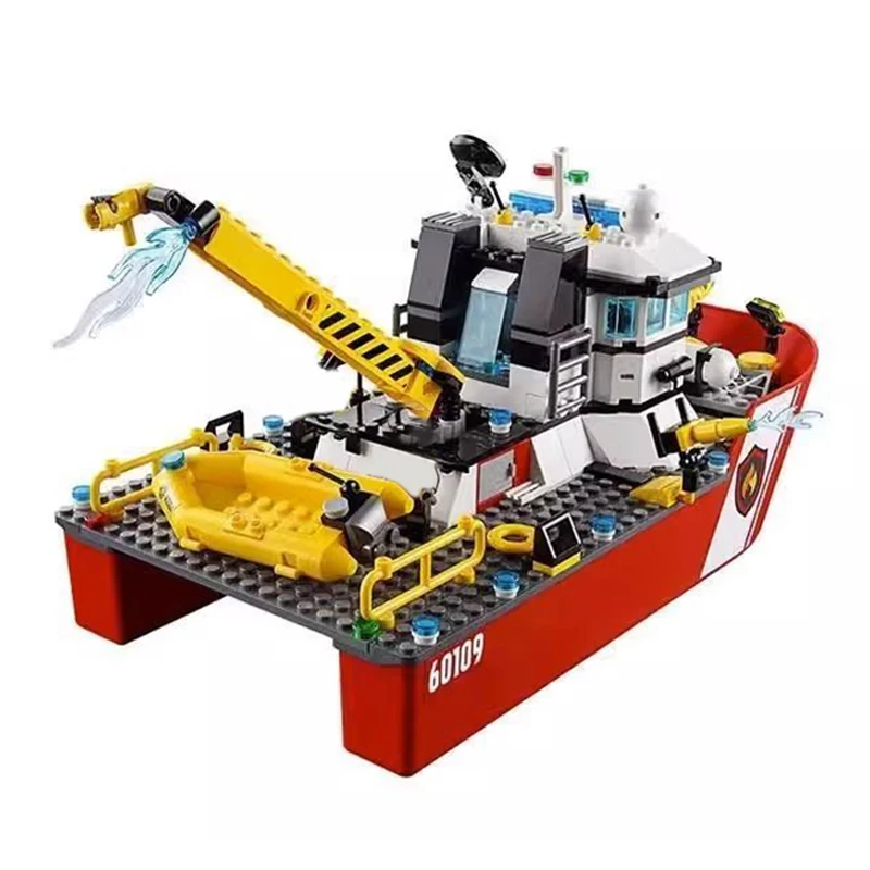 Креативная городская серия морская круизная лодка пожарный катер строительный