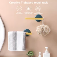 wall mounted towel rack plastic bathroom kitchen self adhesive hanging storage holder household shelf hanger accessories