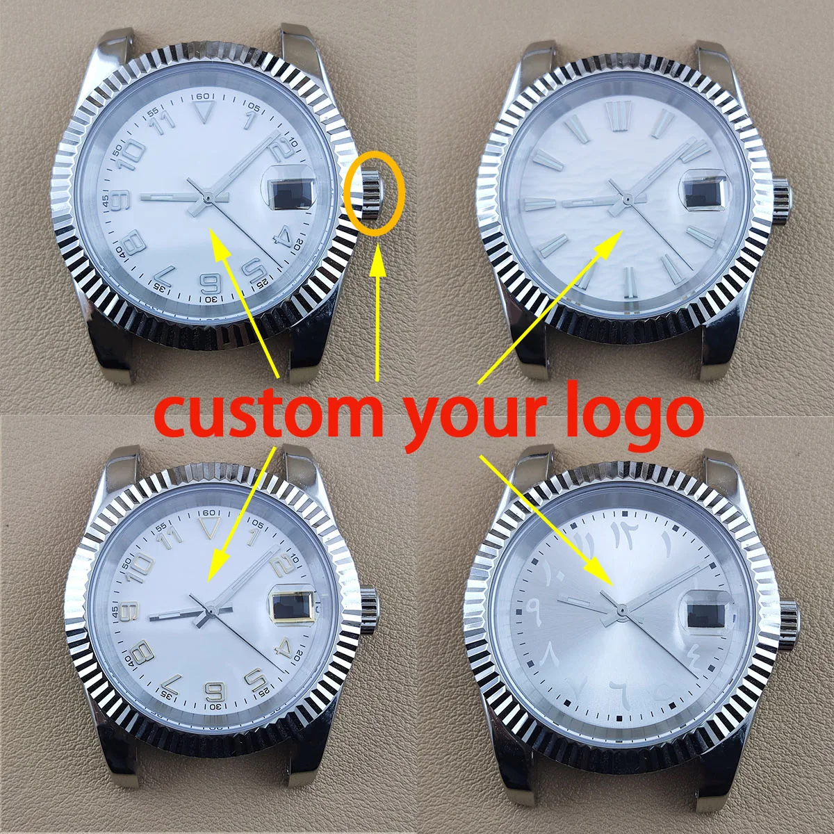

39mm nh35 Case NH35 watch case 28.5MM Dial Stainless Steel Electroplated Polished Black dial For NH36 case NH35 Movement watch