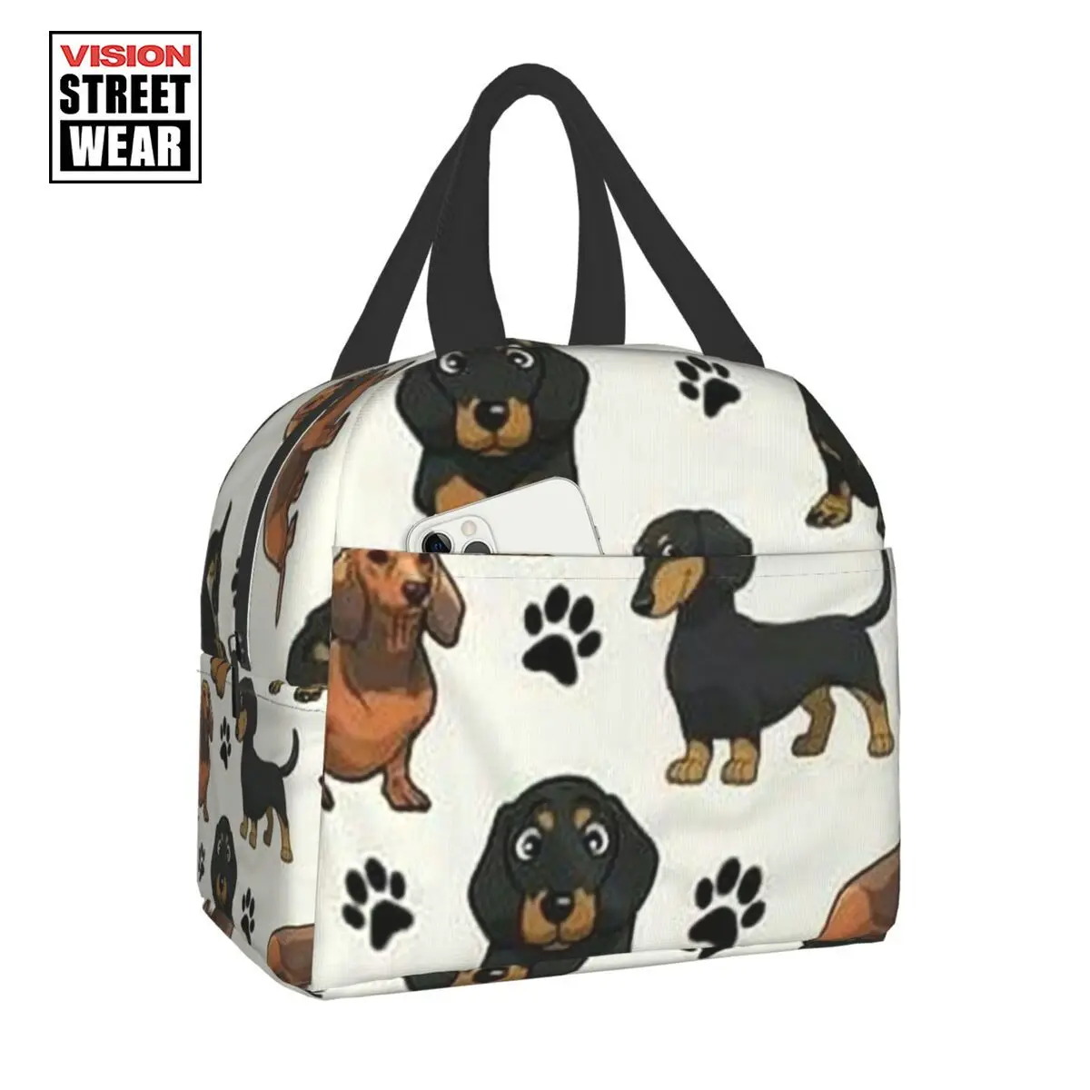 

Dachshund Dog Resuable Lunch Boxes for Women Multifunction Badger Sausage the Wiener Puppy Food Insulated Lunch Bag