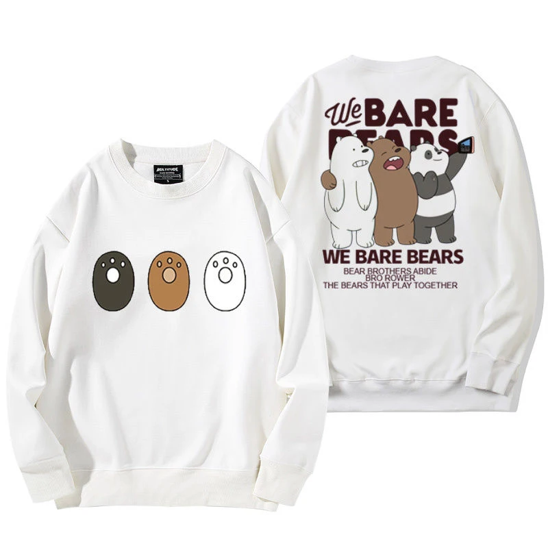 

We Bare Bears Peripherals Cartoon Sweater Grizzly Panda Icebear Autumn Regular Thin or Winter Fleeced Long-Sleeved Sweatshirt
