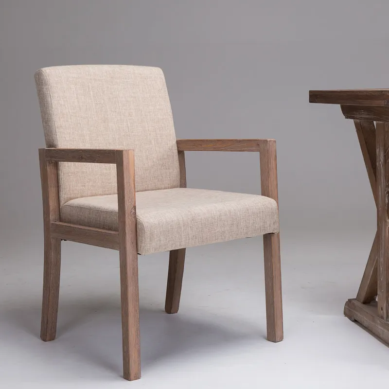 Modern Simple, Retro, Worn Back, Solid Wood Armrests, Hotel Dining Chairs, Leisure Dinning Table Muebles Furniture