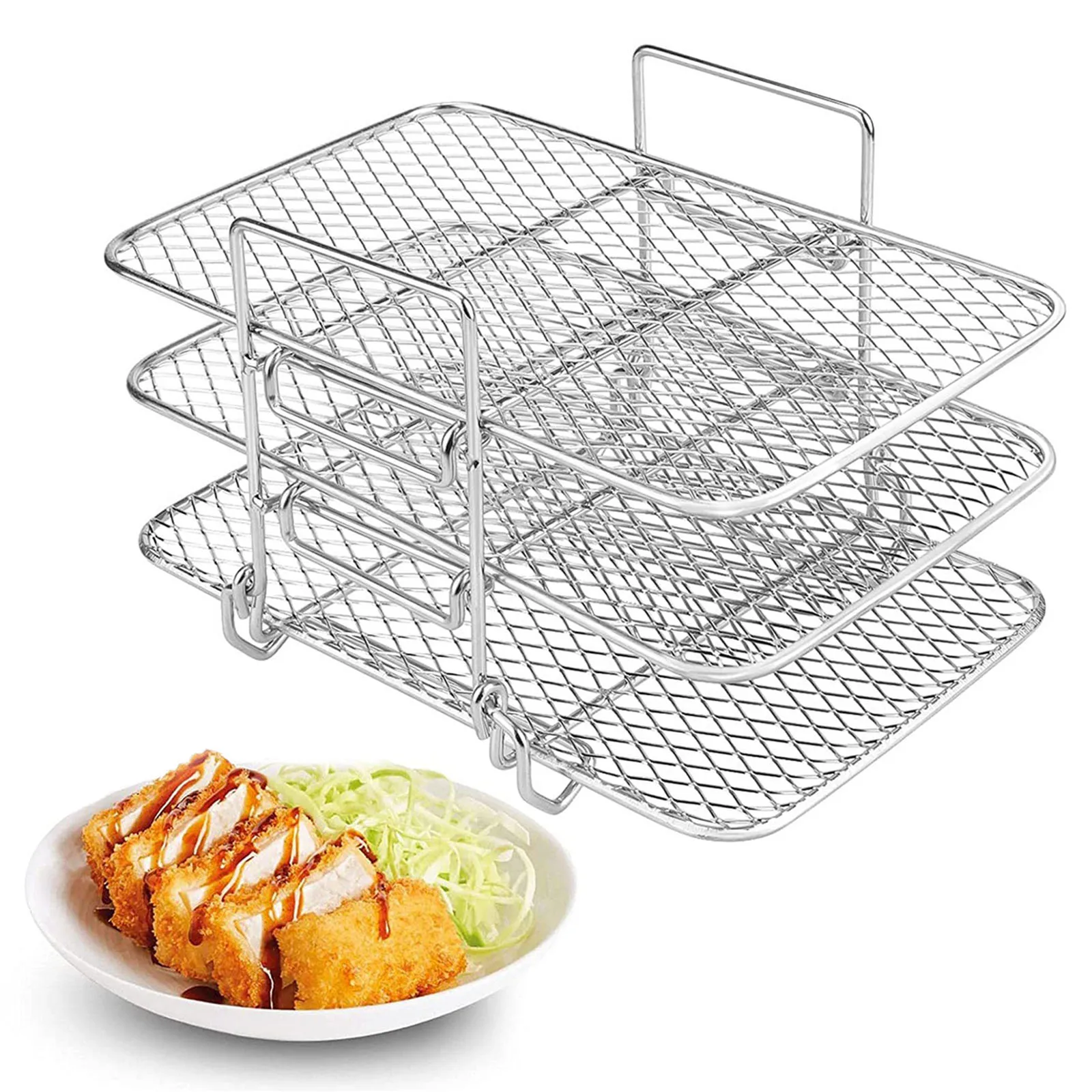 

Stainless Steel Steamer Rack 3 Layer Grill Rack Grid Air Fryer Steaming Rack Pot Pan Pressure Cooker Trivet Kitchen Cookware