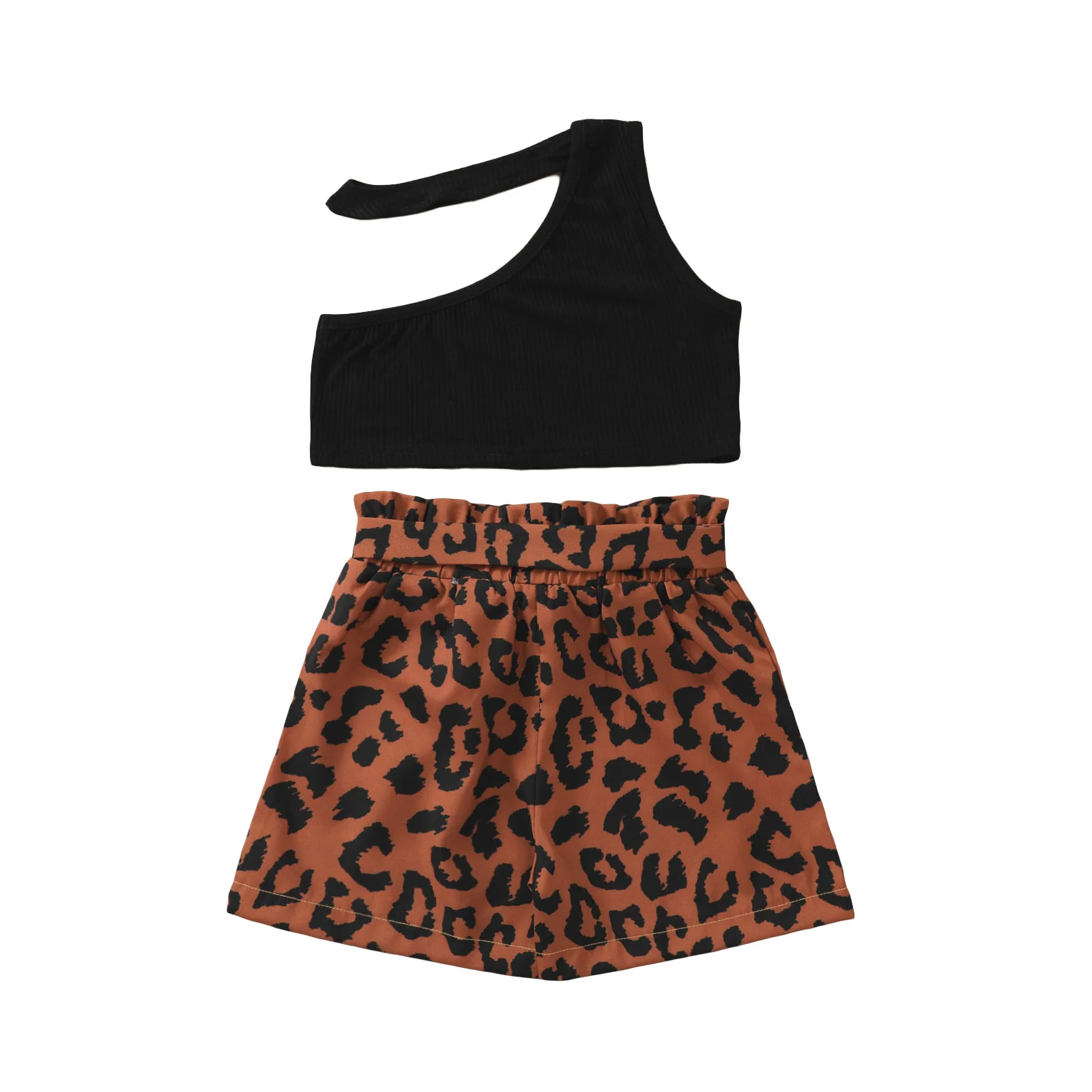 Костюм с жилетом и шортами для маленьких девочек модные однотонные топы на одно