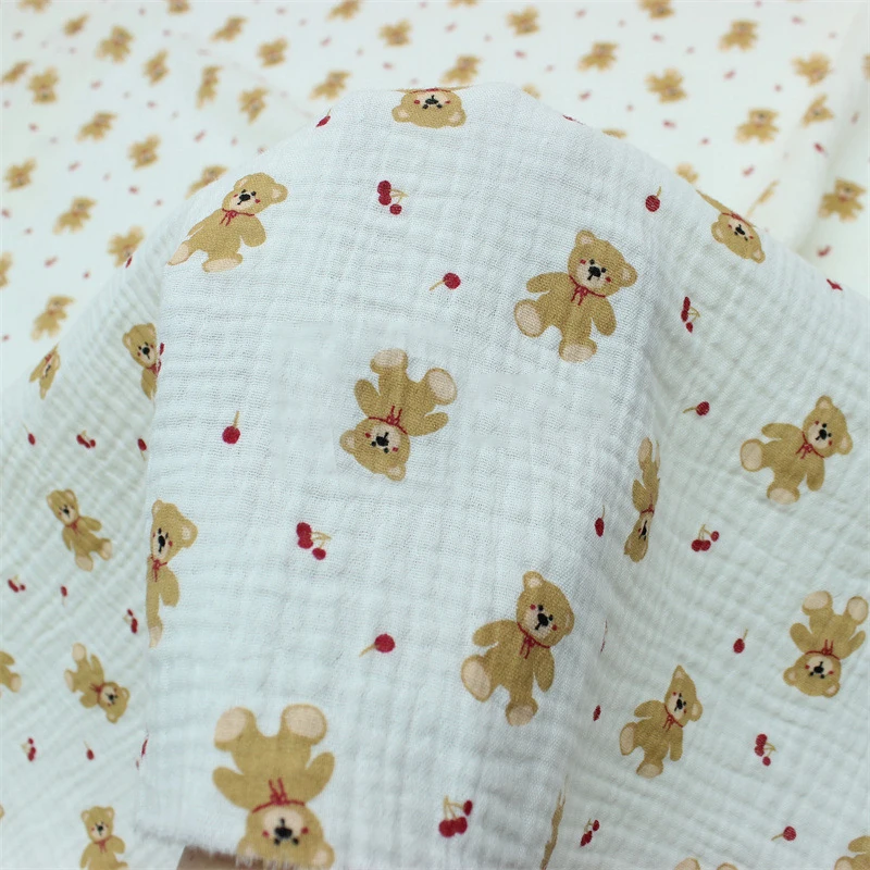 100*135 см медведь двойная Марля 100% хлопок ткань для детской одежды/одежда