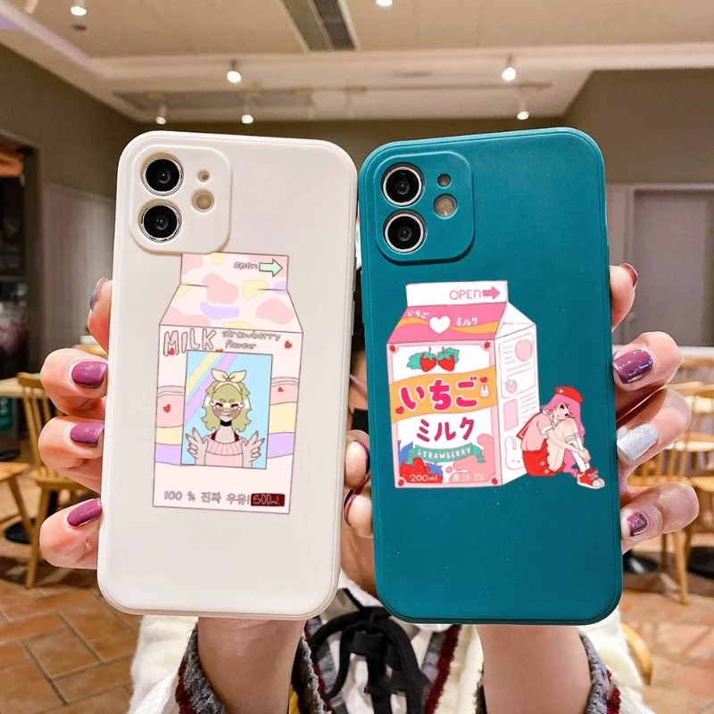 Симпатичный чехол для телефона персиковый клубничный молочный цветного IPhone 11 12 13