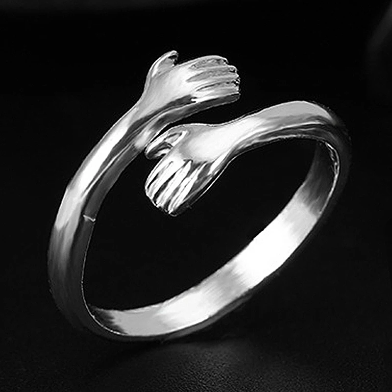 

Retro Gothic Hug Hands Rings For Women Men Adjustable Open Finger Ring Wedding Party Couple Rings Jewelry Valentine's Day Gifts
