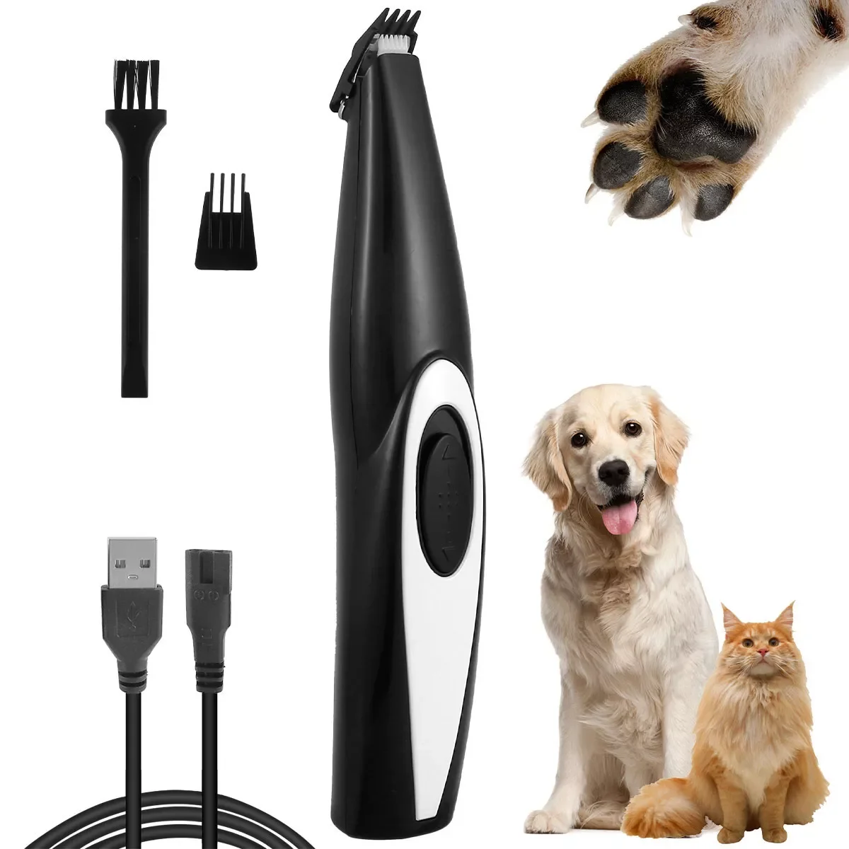 

USB Rechargeable Pet Hair Trimmer for Dogs Cats Pet Hair Clipper Grooming Kit Cats Pets Foot Clipper Grooming Shaver Clipper