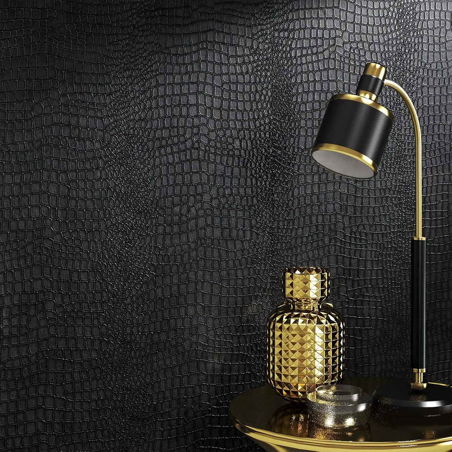 

Самоотклеиваемые обои ПВХ с текстурой крокодила, черные, розовые