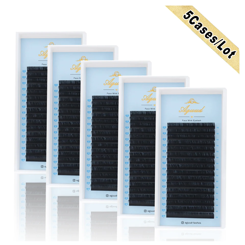 

AGUUD 5 Cases/Lot False Mink Eyelash Extension Individual Silk Eyelash maquiagem cilios for Professionals Makeup Volume Lashes