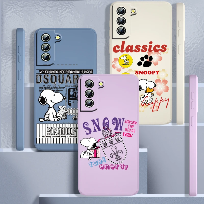 

Popular Cartoons Anime Snoopy For Samsung Galaxy S22 S21 S20 FE S10 Note 20 10 Ultra Lite Plus Liquid Rope Phone Case Capa