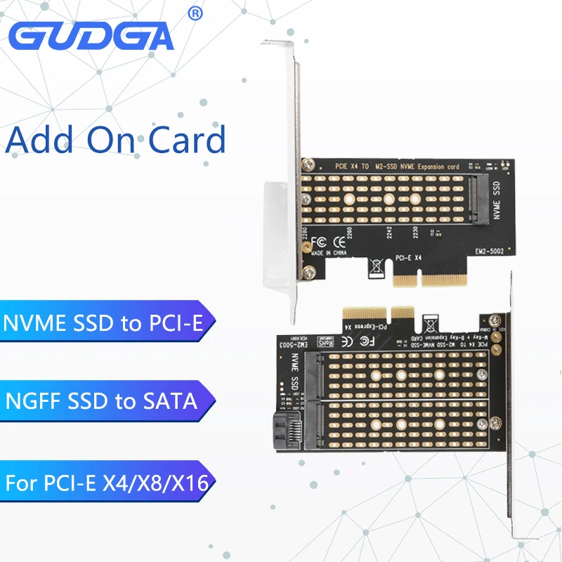 Плата расширения GUDGA M2/M.2 SSD на SATA PCI-E Key + B плата адаптера для PCI Express 3 0x4 2230-2280-2242
