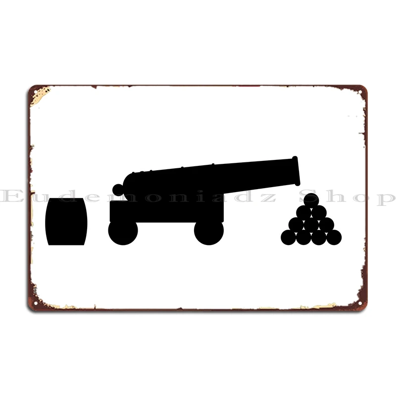 

Cannon Silhouette Metal Plaque Designing Bar Cinema Painting Character Tin Sign Poster