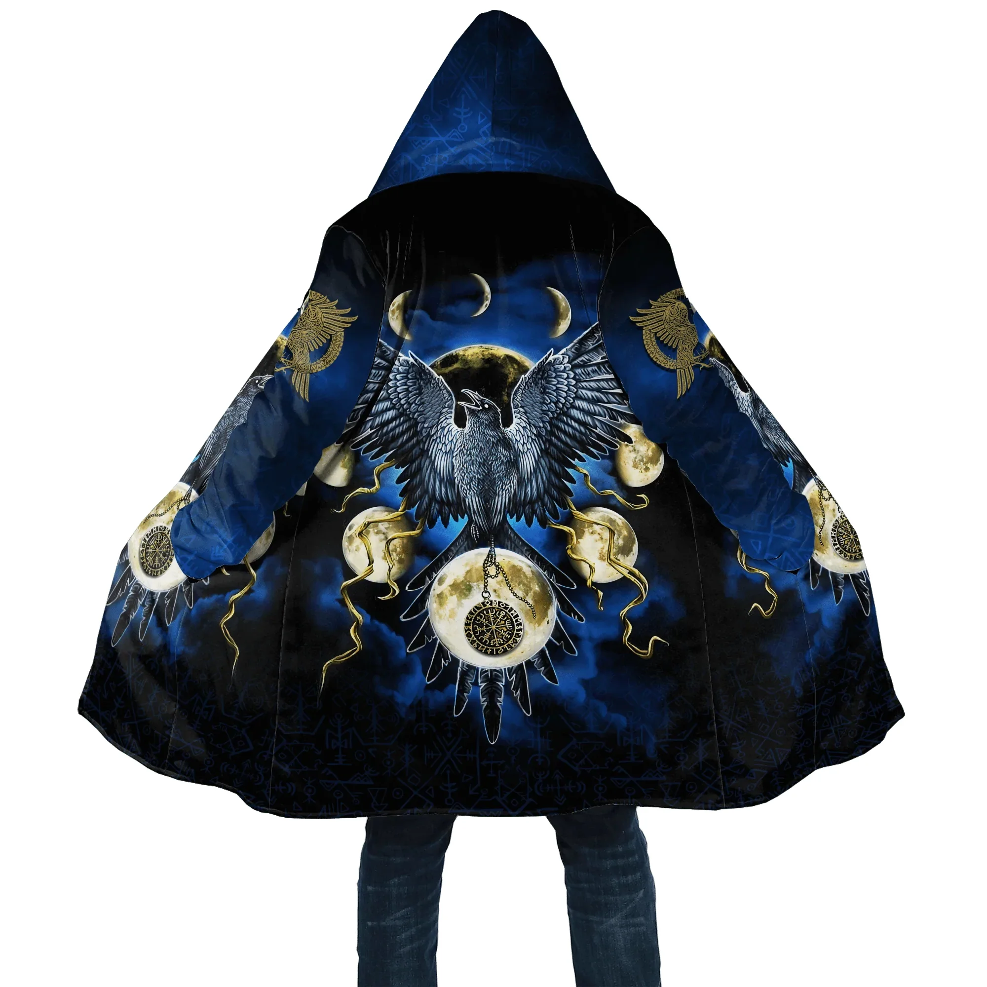 Мужская накидка с компасом и викингом повседневная Толстая теплая унисекс