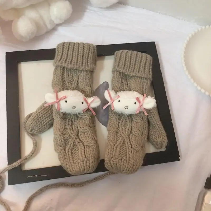 

Kawaii Sanrio Cartoon Winter Gloves Cute My Melody Cinnamoroll Soft Comfortable Thickened Knitting Gloves Creative Birthday Gift