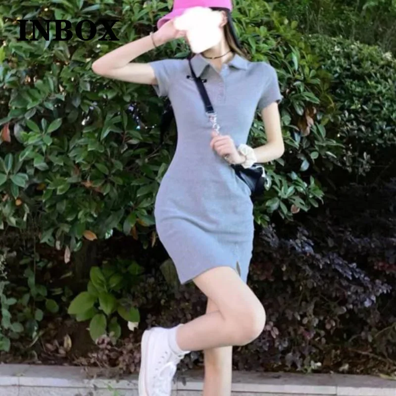 

Летние платья-рубашки поло, новинка 2023, пикантное повседневное облегающее мини-платье с запахом и разрезом, обтягивающие женские наряды