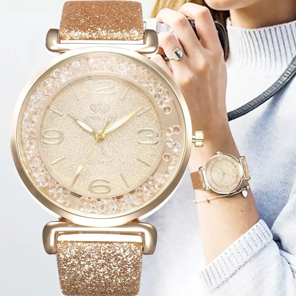 

Personality Quartz Watch for Women Ladies Girls Fashion Texture Brand Glitter Ball Dial WristWatch Montre Femme